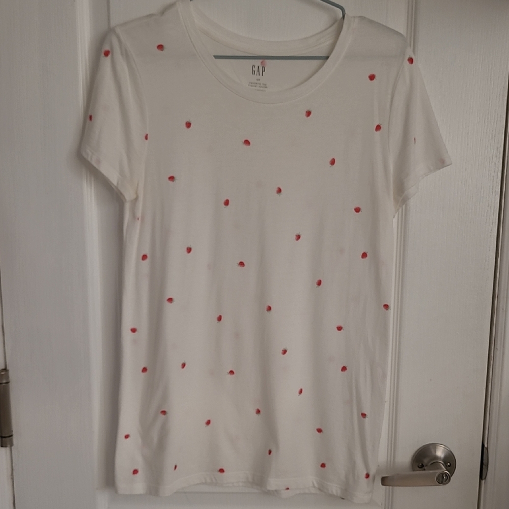 GAP Women's White Tee with Strawberries